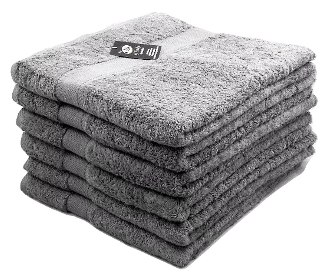 Cheap Grey Hand Towels 6 Pack 100% Cotton Budget Quality 360 gsm 50 x 90 cm